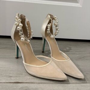 Betsey Johnson Bridal Heels with Pearl Accents